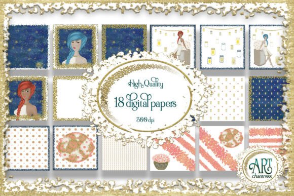 18 Digital Papers - Camping Party Clipart
