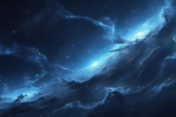 A Blue and White Clouds and Stars