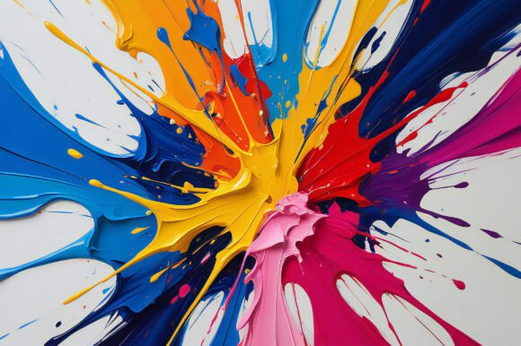 A Colorful Paint Splatter on a White