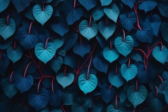 A Group of Blue Leaves: A Versatile and High-Quality Background Image for Creative Projects