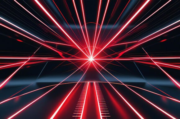 A Red Light Rays in a Black Background