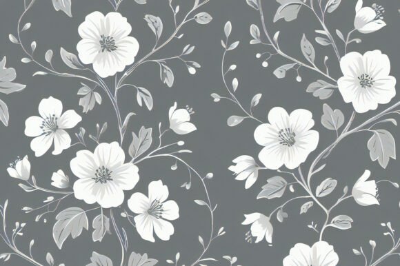 A Wallpaper with White Flowers and Leave: Elevate Your Creative Projects