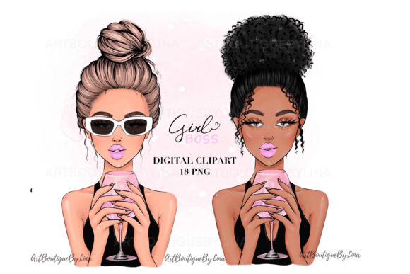 Girl Boss Clipart β Girls with Drink