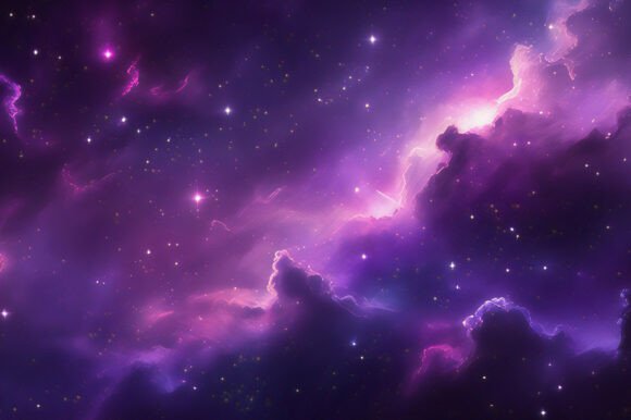 Purple Clouds and Stars in Space: A Creative Background for Designers