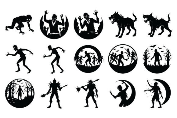 Zombie Silhouette Vector -Vol 2: A Versatile Asset for Creative Professionals
